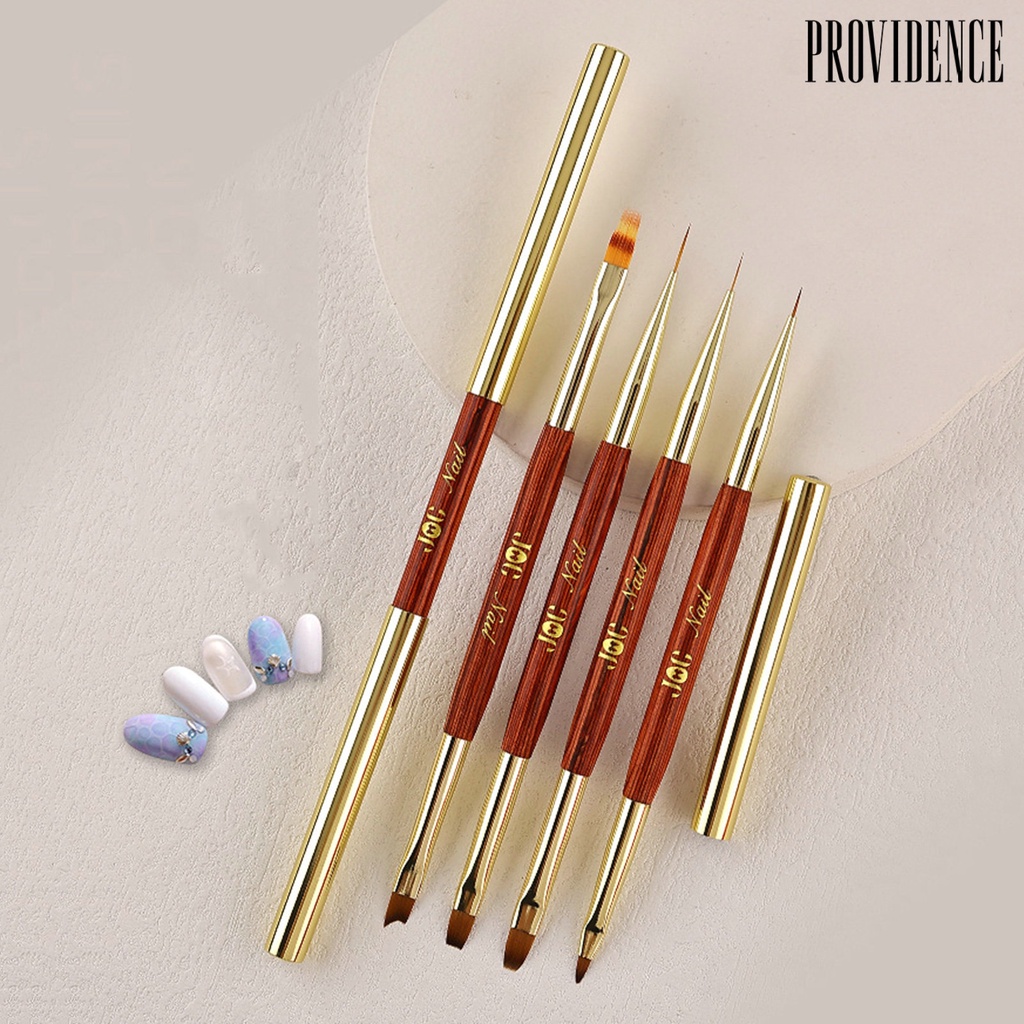 Providence Pena Kuku Kuningan Pen Barel Bulu Lembut Dan Elastis Desain Kepala Ganda Rosewood Tubuh Penggunaan Ganda DIY Kuku Berlaku Lancar Nail Art Pena Pena Pena Pena Pena Manicure Tools