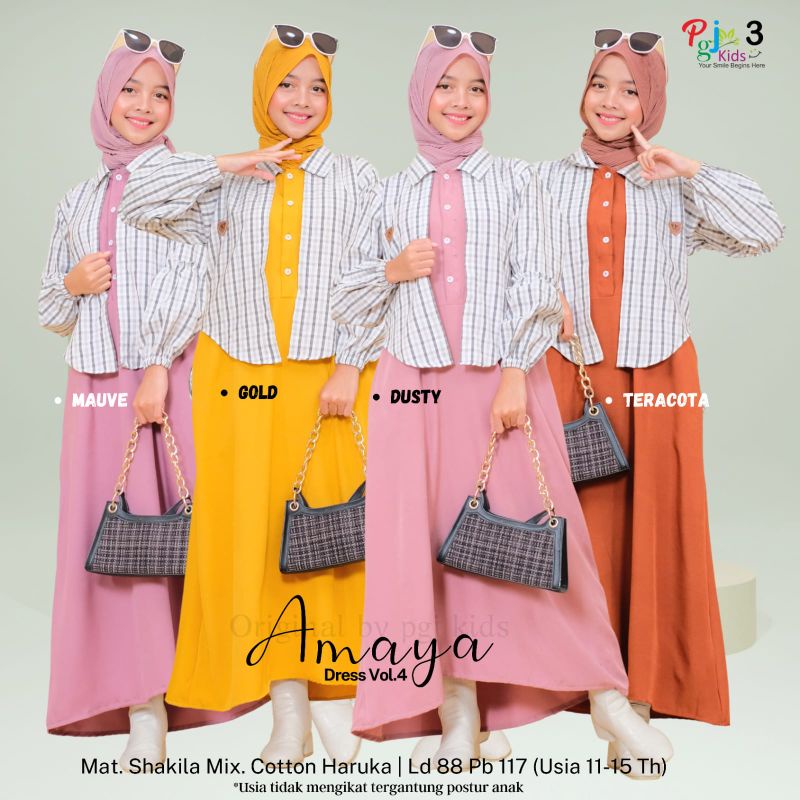 PGJ KIDS - AMAYA VOL 2 & AMAYA VOL 3 SET DRESS 2 IN 1 INNER OUTER / amaya vol 4 / SETELAN AMAYA INNE