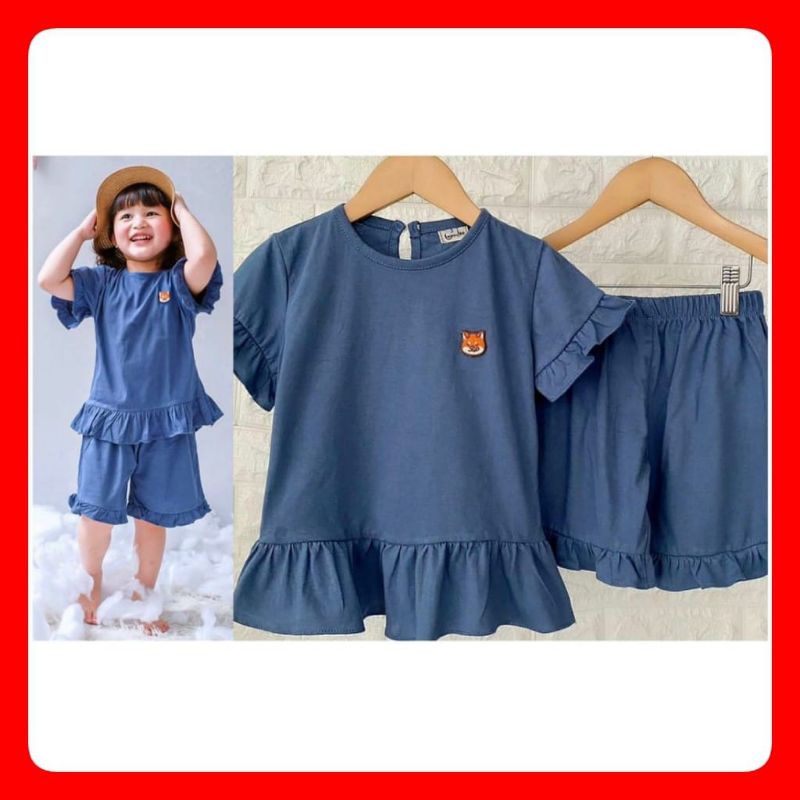 Setcel anak warna biru MAMAO 1-5th| setelan anak perempuan polos