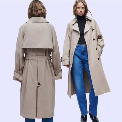 ZR 722 Belt TrenchCoat Khakis