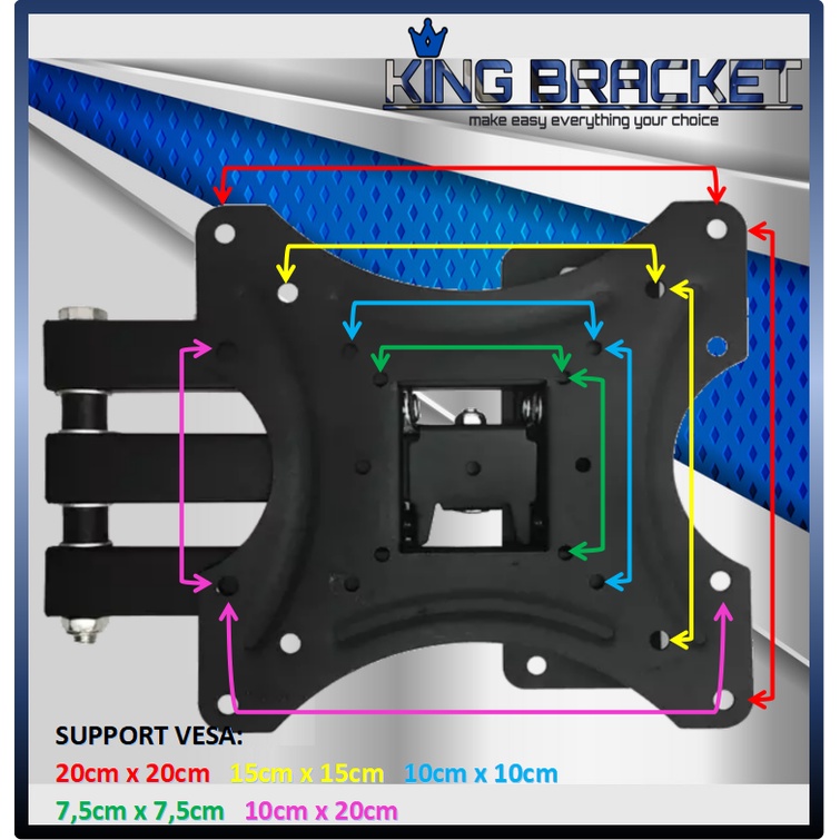 Bracket TV LED Swivel 17&quot; s/d 55&quot; model lengan 6 arah pergerakan IMPORT QUALITY Bracket tv Braket Breket Briket Bracket Braket Breket Briket