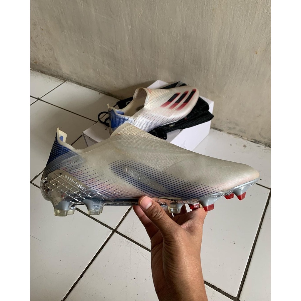 Sepatu bola-Sepatu bola second-Sepatu bola preloved-kasut bola second- boot bola second adidas x ghosted  silver - Original Second ( SOLD )
