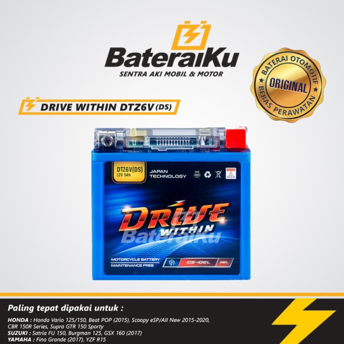 favorit] Jual Aki Motor DRIVE DTZ6V DS-iGEL Battery beat pop, vario, scoopy,dll