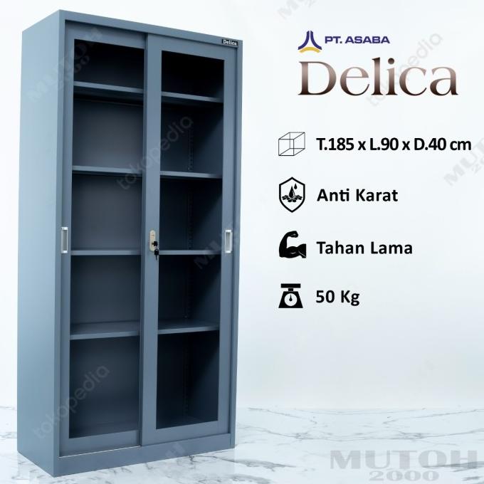 

NEW LEMARI ARSIP FILLING CABINET DELICA - PINTU KACA SLIDING GESER STOK TERBATAS