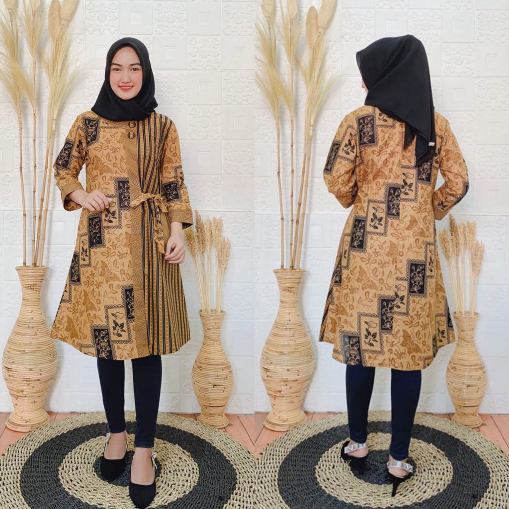 Tunik Batik Wanita Modern M L XL XXL Jumbo Batik Tunik Seragam Kerja Kantor