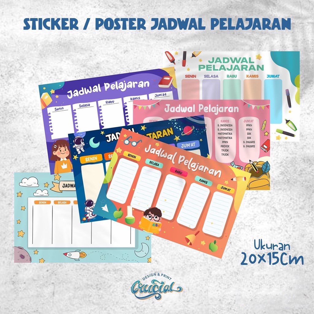 

POSTER Jadwal Pelajaran / School Timetable Untuk Anak Sekolah