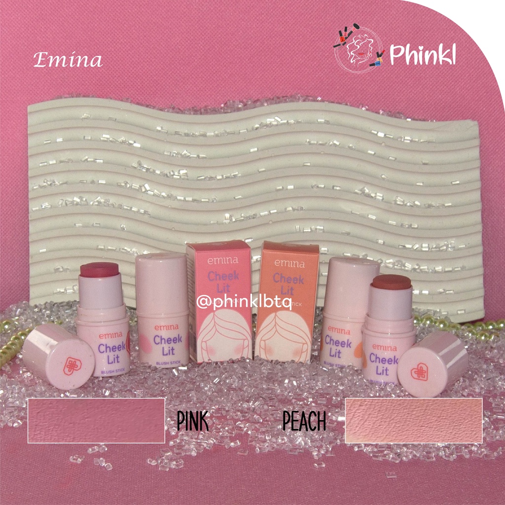 `ღ´ PHINKL `ღ´ ╰☆☆ 𝔢мιℕά ☆☆╮ Emina Cheeck Lit Blush On Stick perona pipi alami cocok untuk remaja