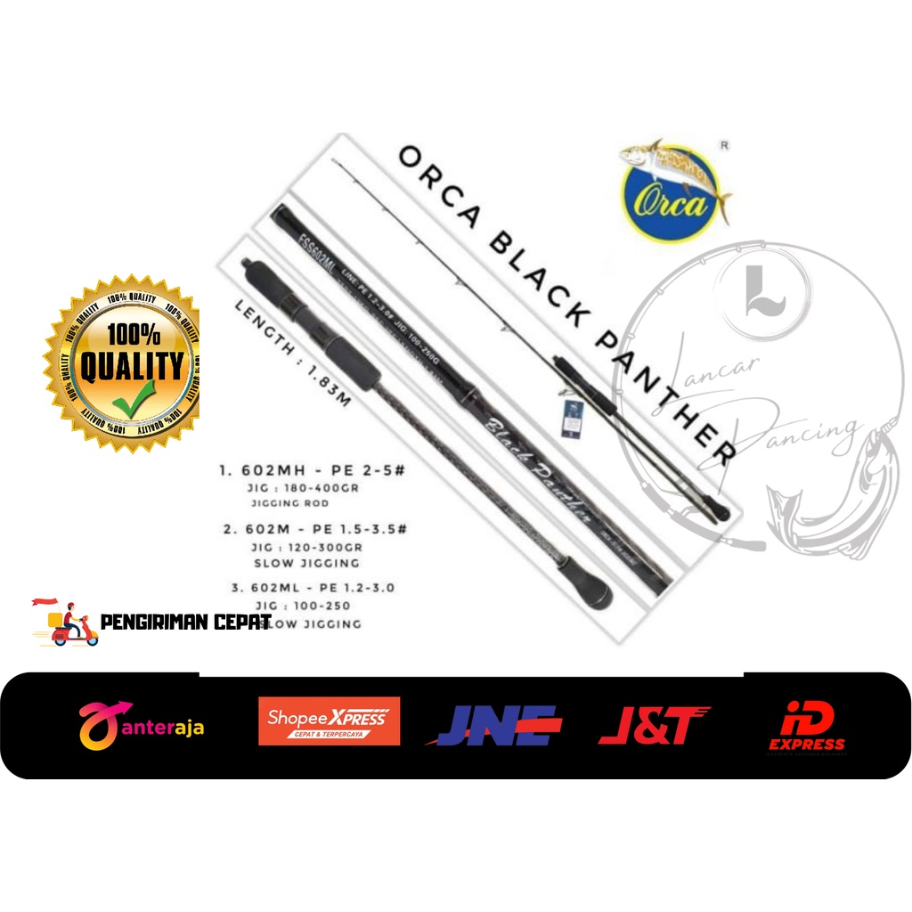 Joran Spinning Slow Jigging Orca Black Panther 1.83 meter Carbon Solid