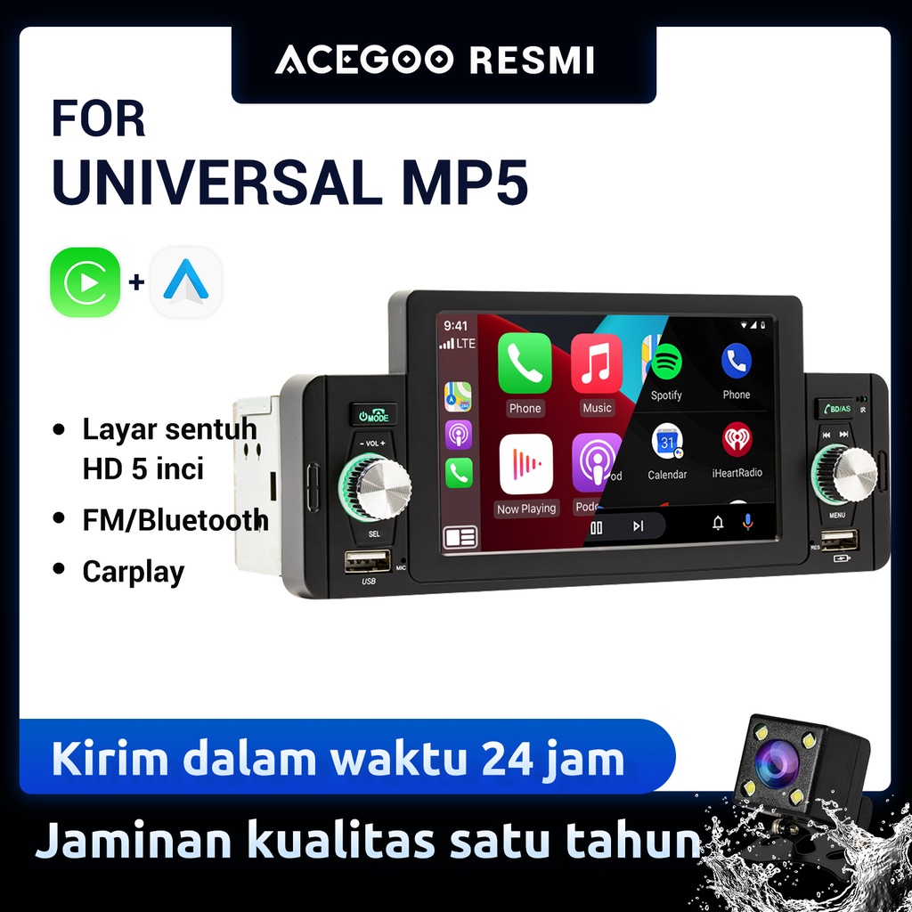 ESSGOO Head Unit 5‘’ Wince SW160C Single Din IPS Screen Mobil Radio Multimedia Player GPS Universal Carplay Android&amp;IOS Mirrorlink Navigasi Bluetooth FM TF USB Untuk TOYOTA Daihatsu Mitsubishi HONDA SUZUKI Hyundai NISSAN Avanza Pioneer