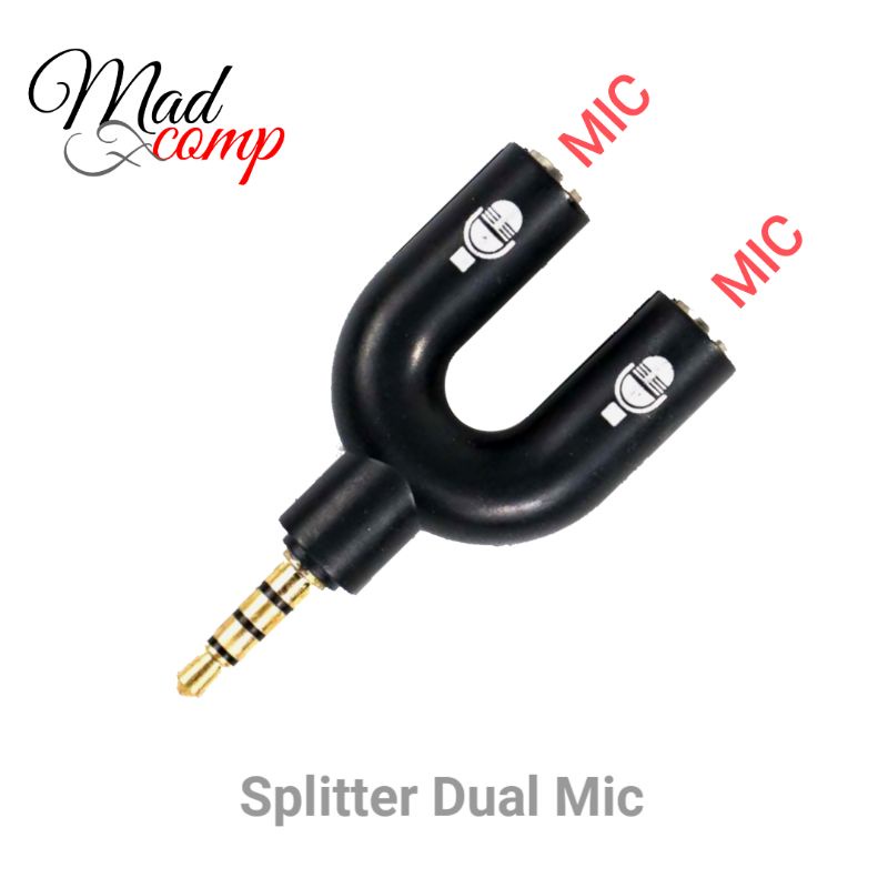 Splitter Dual Mic HP 2 Input Microphone Podcast Vlog Interview Cover