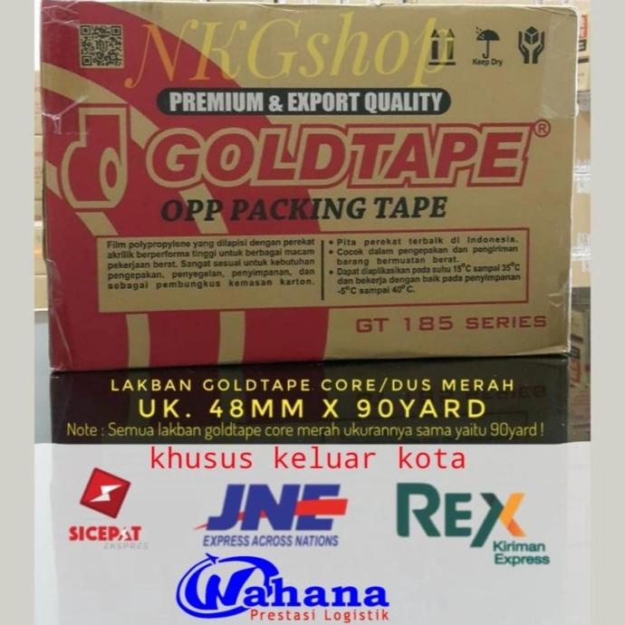 

Lakban Goldtape/OPP Goldtape dus merah 2" 48mm x 90yard (1dus = 72pcs)