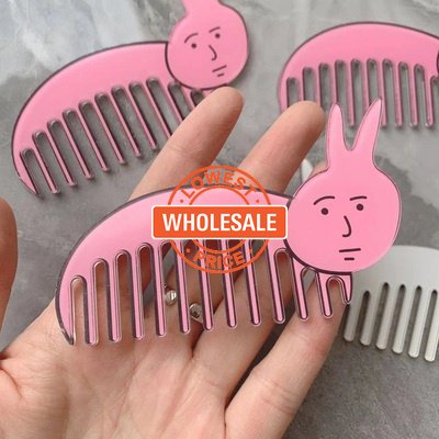 [Harga Grosir] Sikat Rambut Kelinci Patung Pasir Lucu/Sisir Rambut Kelinci Kartun Pink/Sikat Rambut Wanita Pria Tidak Kusut Lagi/Sisir Datar Tas Ekspresi Portabel/Alat Penata Rambut