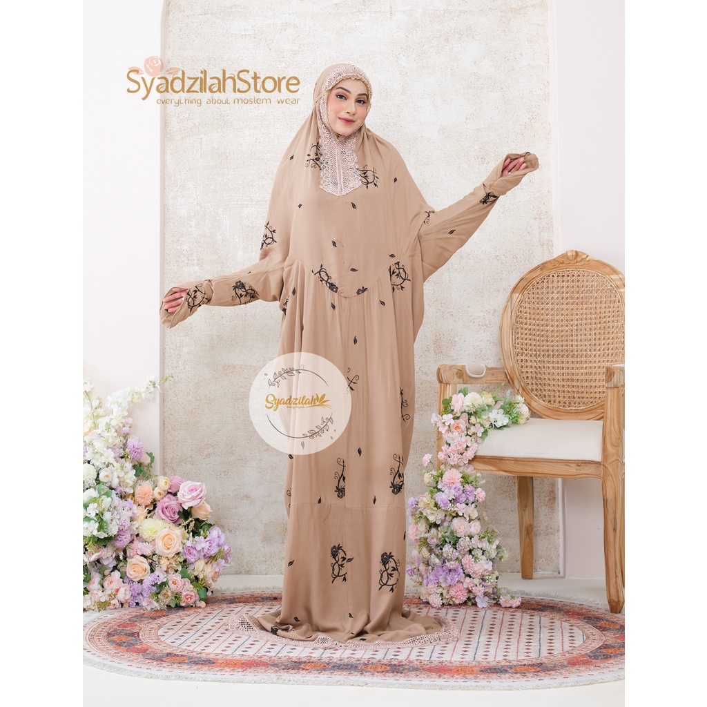 SYADZILAH - Mukena Terusan Dewasa Bordir Bunga Rose Love
