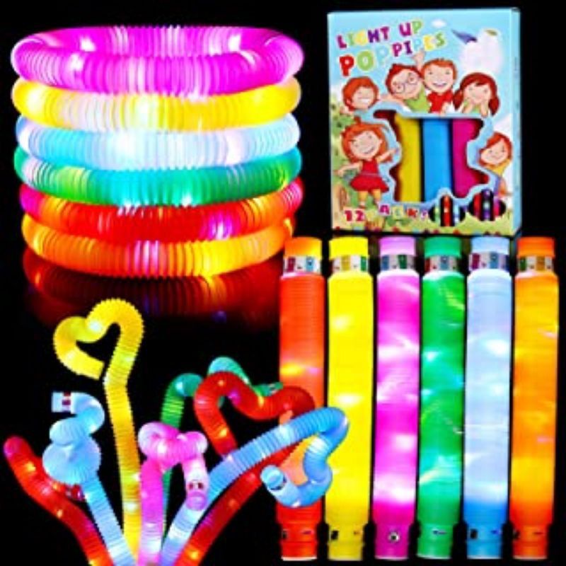 COD Mainan Jayasetia Toys Lampu Viral Dititok Light Up Pop Tubes Pop Pipes 1 Box Stick LED Pipa Selang Fidget Toy P50