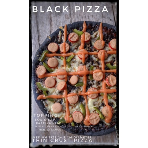 

black pizza beku pizza frozen topping sosis sapi