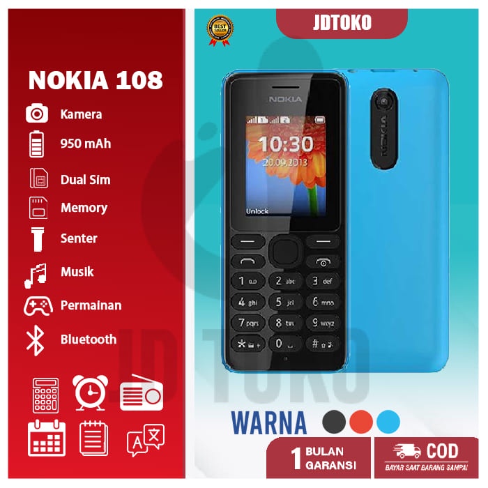 Nokia Jadul 108 HANDPHONE Nokia Hp murah Mobile Phone 2 SIM