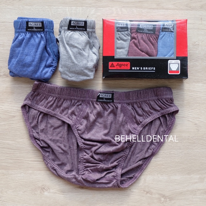 1 BOX ISI 3 CELANA DALAM PRIA AGREE SEMPAL LAKI LAKI AGREE CD cowo M,L,XL,XXL CD segitiga karet
