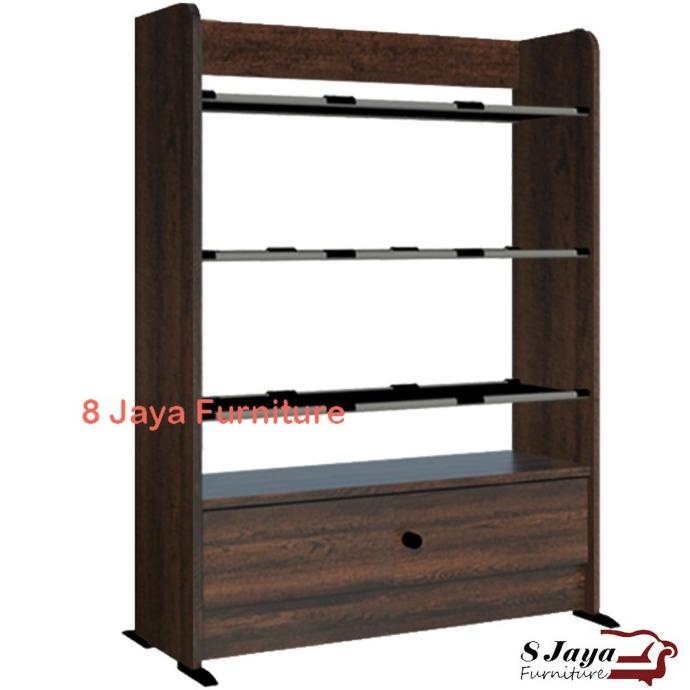 Rak Sepatu Sendal Kayu Mini 4 Susun SR 080 Colombia Oak Laci Serbaguna paling dicari