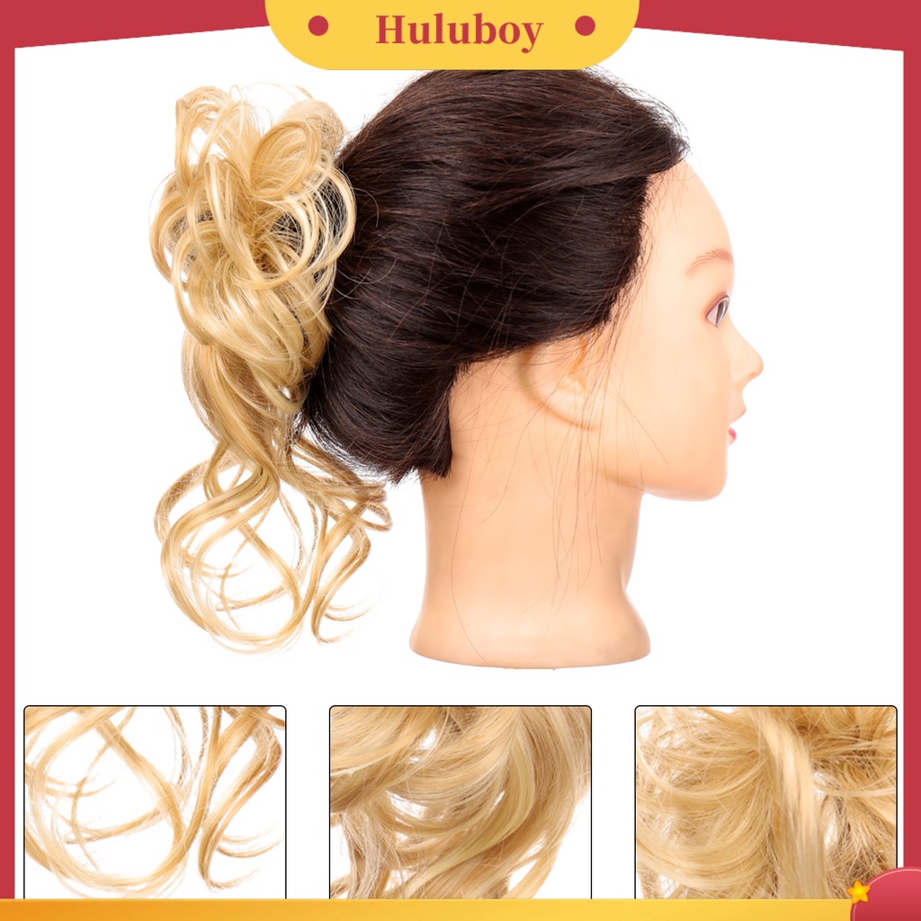 Wig Rambut Scrunchies Elastis Model Keriting Donat Chignon Messy Warna Alami Untuk Wanita