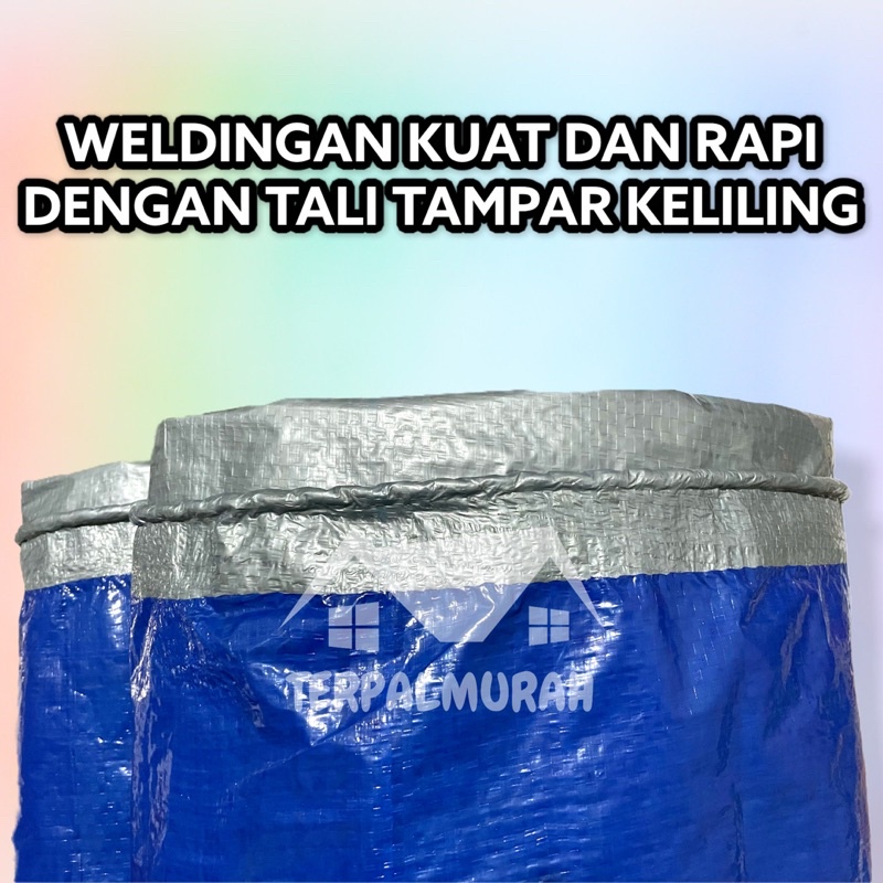 Terpal Plastik A2 (per meter) Biru Silver Merk Gajah Truk Murah Tebal Kuat