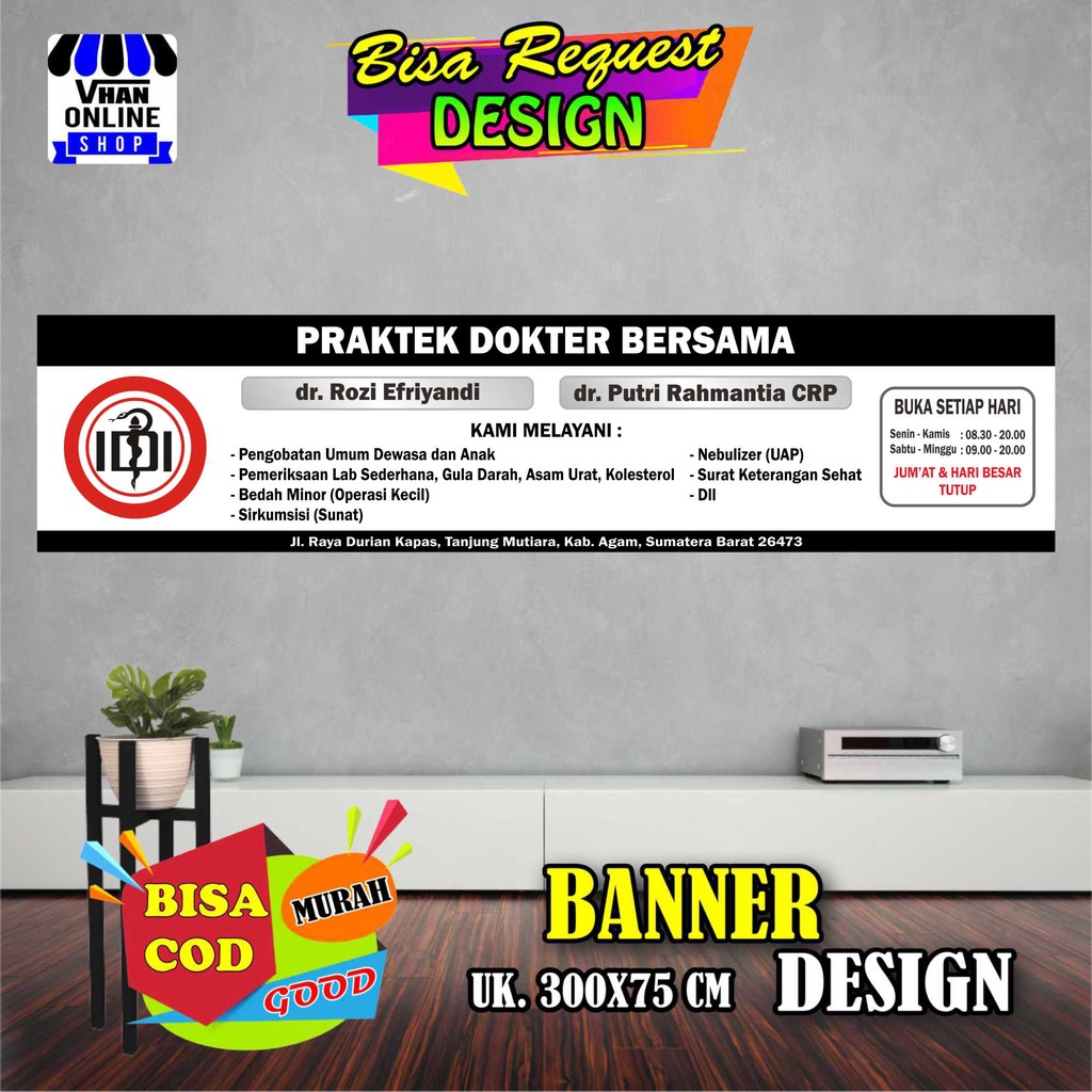 Jual Spanduk Banner Praktek Dokter Umum, BIdan, Pelayanan Kesehatan