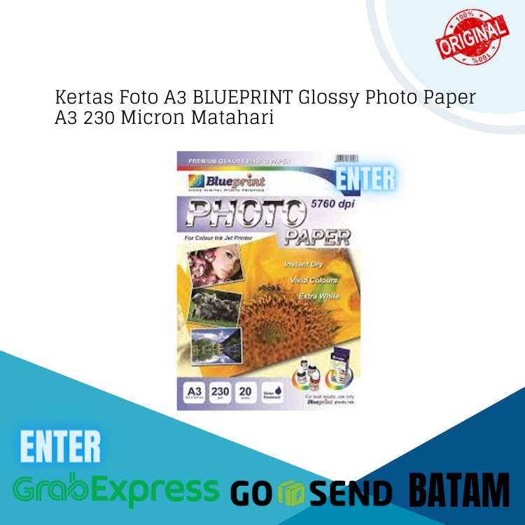 

Kertas Foto A4 A3 BLUEPRINT Glossy Photo Paper 230 Micron Matahari