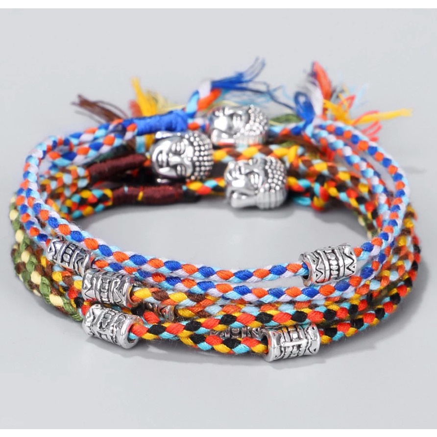 Tali Benang Kepang Katun Kalung Gelang Braided Bracelet Tibetan Lucky Rope Cotton Thread  Jewelry Gifts Handmade