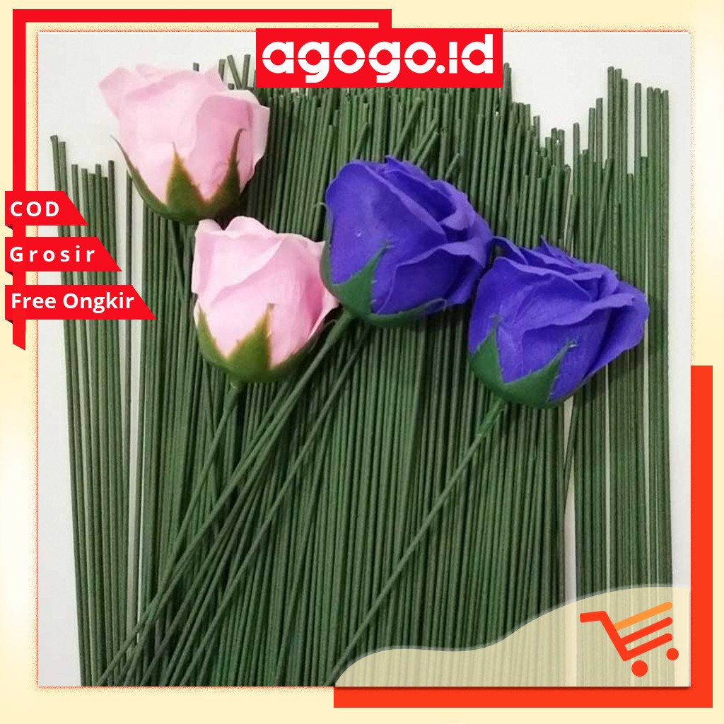 AGG-278 Kawat Tangkai Bunga Artificial 2MM Floral Wire Plastik Premium Florist Kawat Hijau Polos Tangkai Mawar