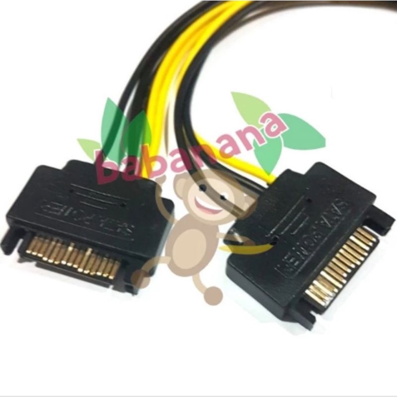 Kabel Dual sata Power to 8 Pin VGA power 6+2 Cable Splitter Cabang 8Pin PCIE