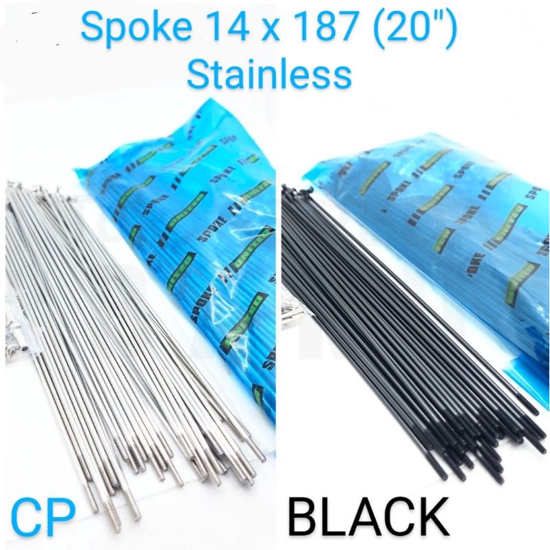 Jari Jari Sepeda 20 Stainless CP / Hitam 14G x 187MM Ruji Spoke