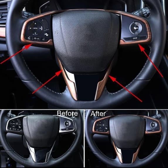 Sterring Wheel Cover Panel Wood For Honda CRV Turbo 2017 - 2020
