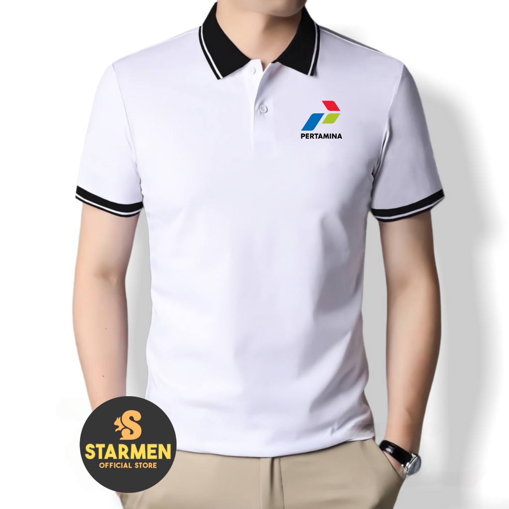 Kaos Polo Atasan Tshirt Pria Kerah Wangki Big List LOGO PERTAMlNA