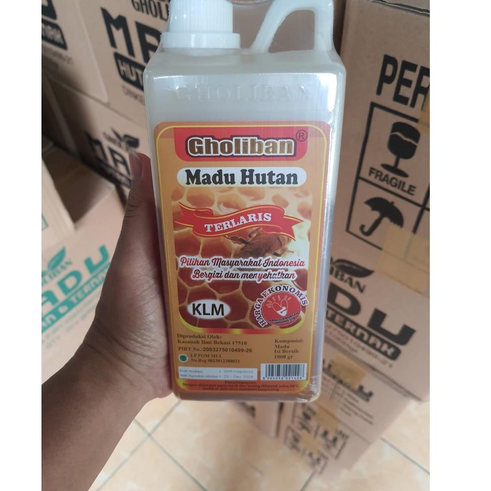 

☛ Tinggal klik Madu KLM Gholiban Kalimantan 1 kg / 1kg Original Botol Timbul Tulisan Gholiban ...,,