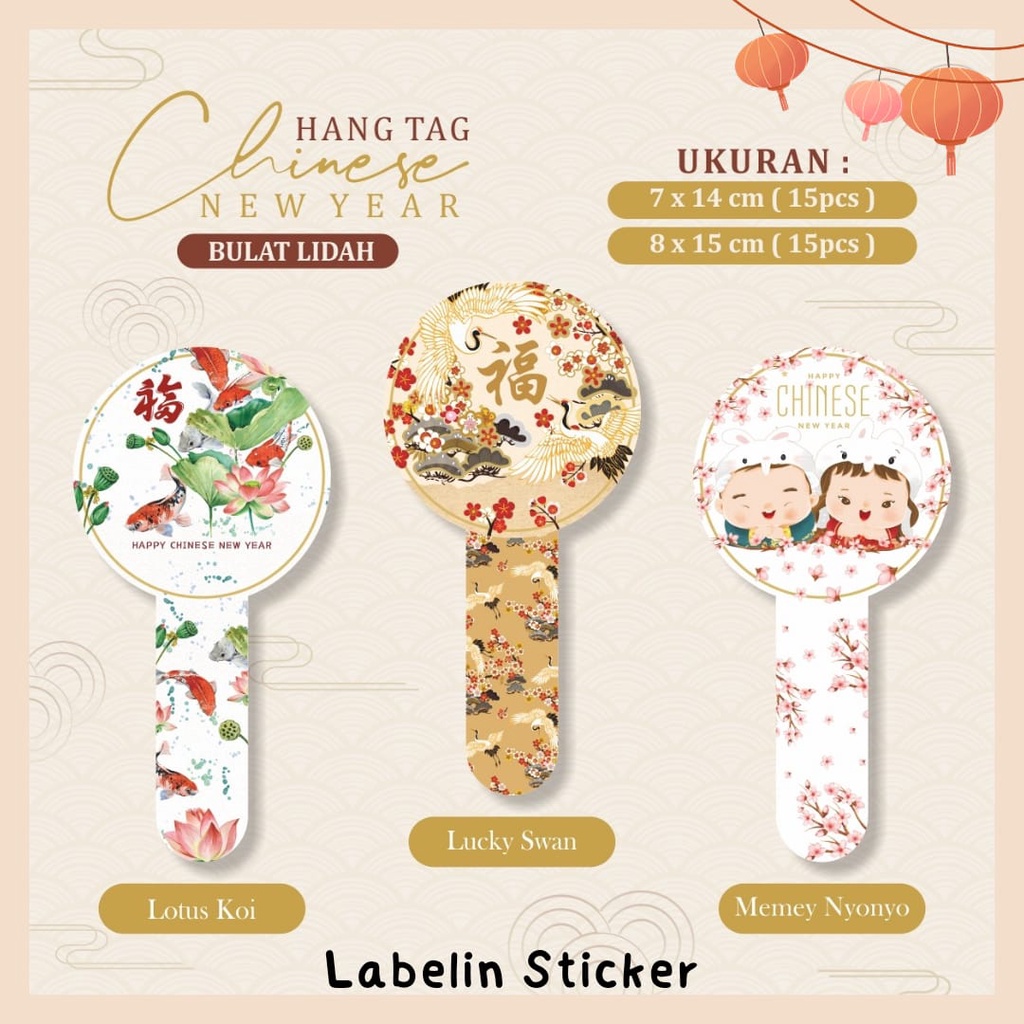 

15 PCS STIKER TOPLES PARCEL HAMPERS IMLEK CHINESE NEW YEAR 2023 BENTUK BULAT PANJANG LIDAH CUSTOM TULISAN LUCU BAGUS