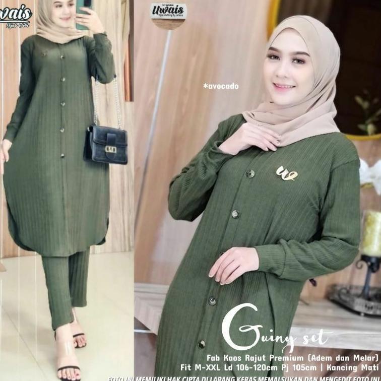 {GNB.21De22q} SETELAN ONE SET TUNIK GUINY SET by UWAIS NYAMAN JUMBO TEBAL BAHAN PREMIUM