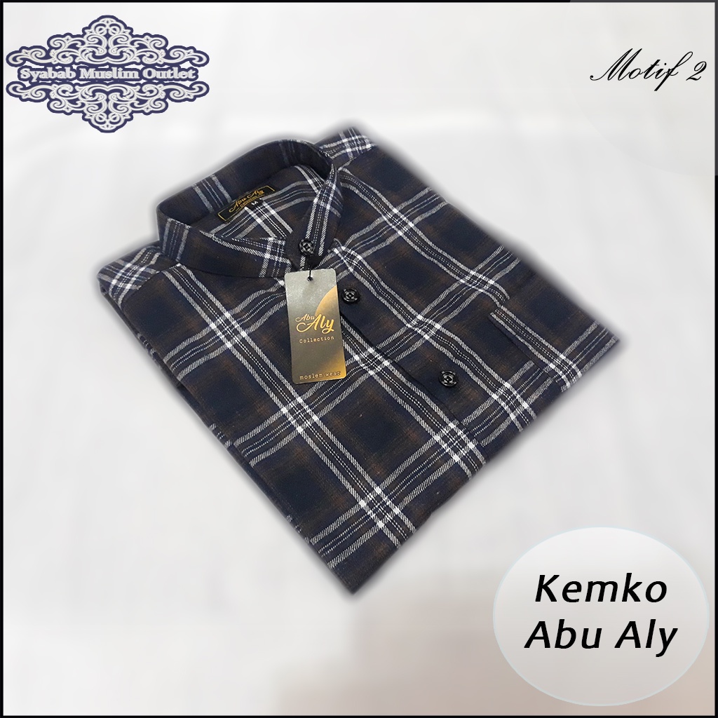 New and Viral Kemko Kemeja Koko Flanel Abu Aly Premium Motif 2