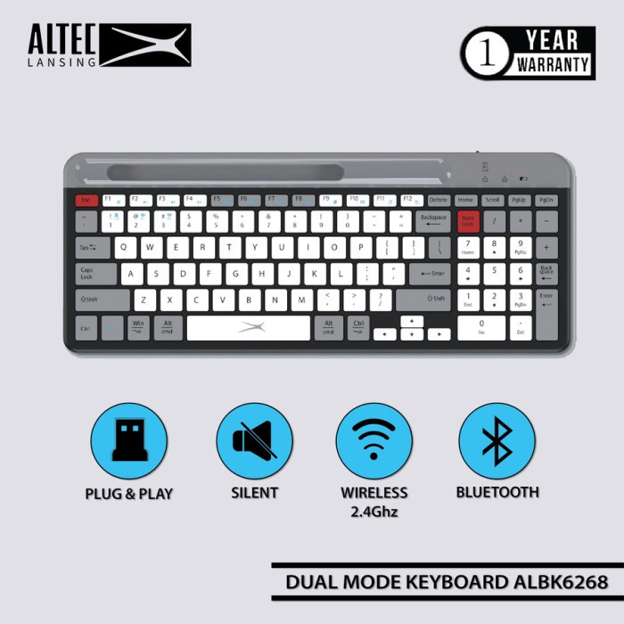 Keyboard Altec Lansing Albk6268 Keyboard Dual Mode Wireless/Bluetooth