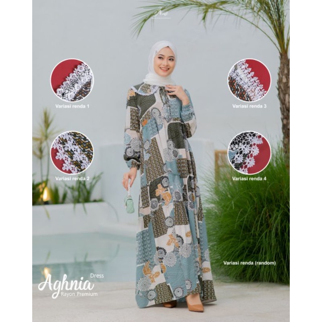 Arrafi Aghnia Dress Bahan Rayon Premium Original Terbaru