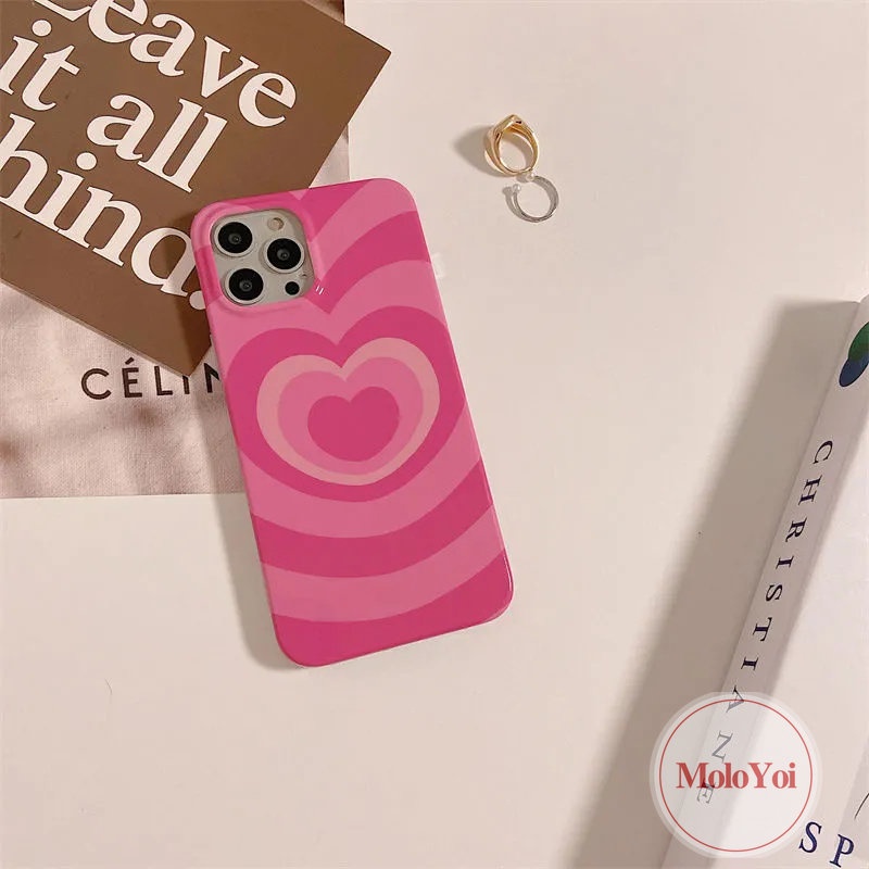 IPHONE Casing Love Heart Gradasi Merah Mawar Manis Keren Kompatibel Untuk Iphone11 13 12 14 Pro Max7 8 Plus XR 14plus X XS Max Se2020 Glossy Halus Lembut TPU Full Body Pelindung Penutup Belakang