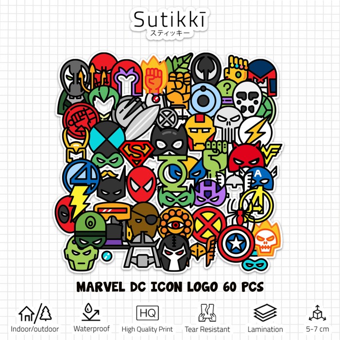 

Sticker Pack DC Marvel Super Hero Icon Logo Stiker Laptop Vinyl Sepeda