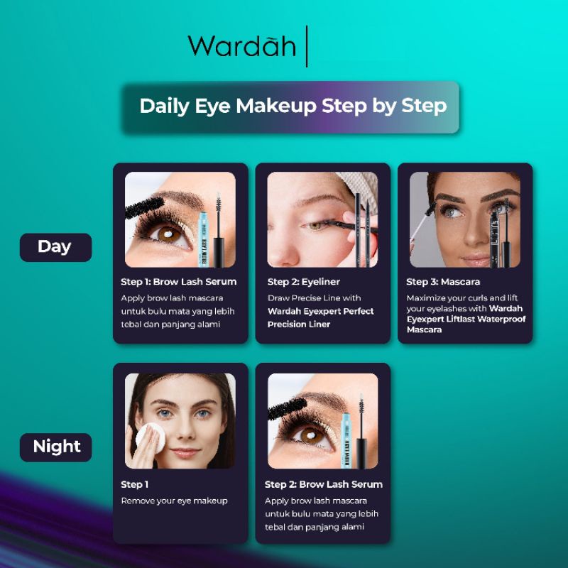 Wardah EyeXpert Brow Lash Serum Alis &amp; Bulu mata Tebal panjang terhidrasi ternutrisi makeup eye eyebrow