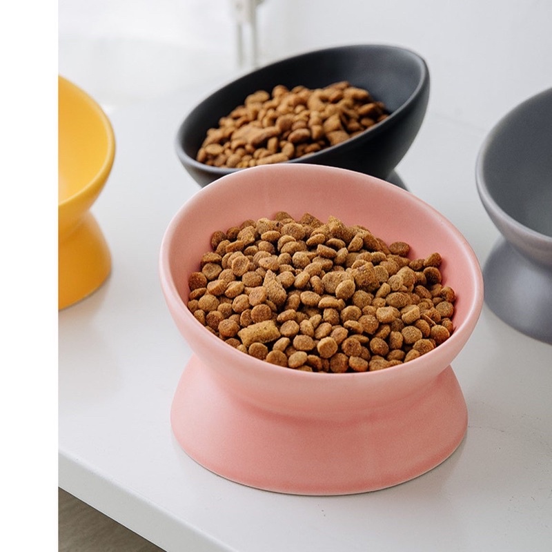 Non toxic ceramic pet high bowl  for healthy neck