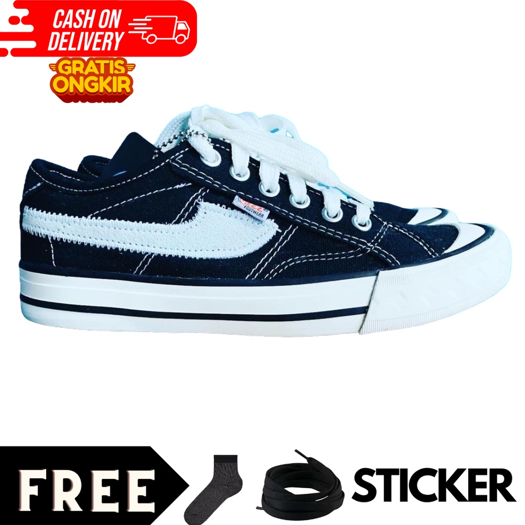 ORIGINAL BRAND SEPATU CHEZZ  ZELOS BLACK WHITE SEPATU PRIA/WANITA