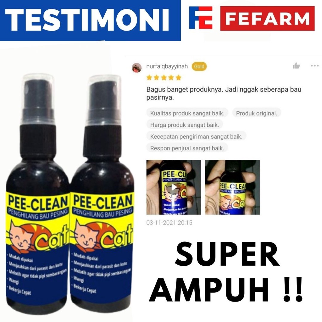 Penghilang Bau Pesing Pipis BAB Kelinci Kucing Anjing Pewangi Kandang 60 ML FEFARM