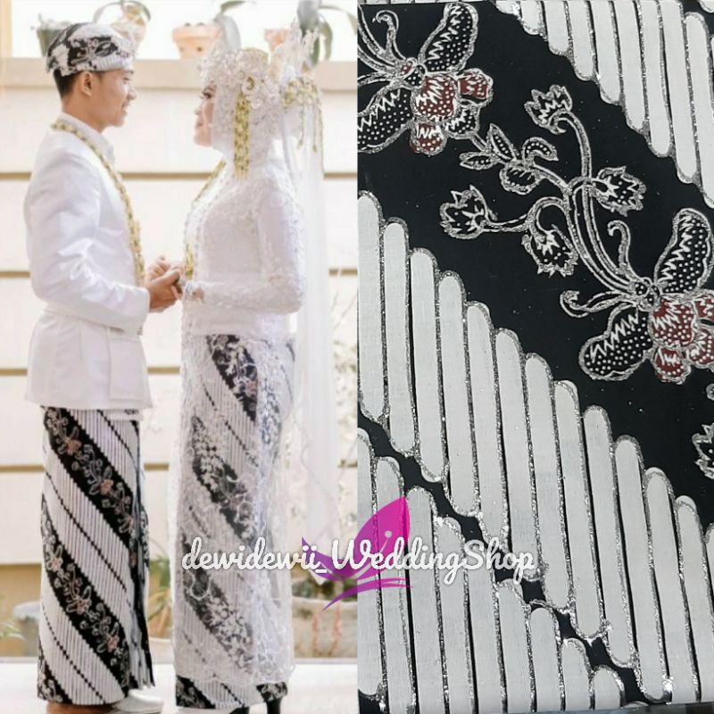 Sepasang Jarik Pengantin Prodo - Motif Lereng Kembang (Prodo Gold / Silver)