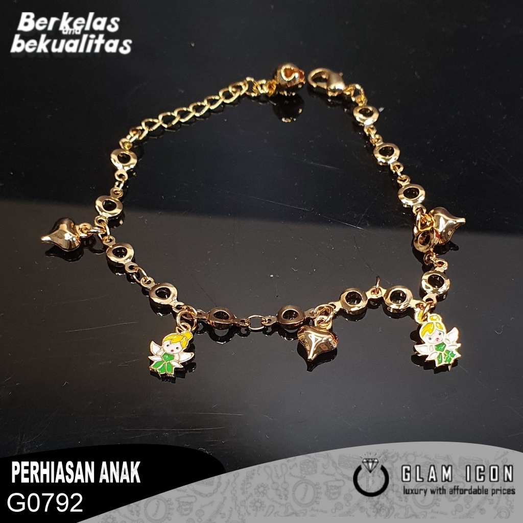 Gelang Anak Rantai Motif Karakter think Beell hijau G0792 GRAG