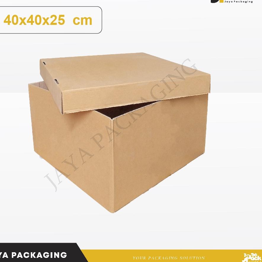 

ロ Packing Box 40x40x25 cm (Set Top/Bot Asia) Kardus/Karton/Paking/Polos/Hampers/Boneka/Buah/Puding/Tart ↽