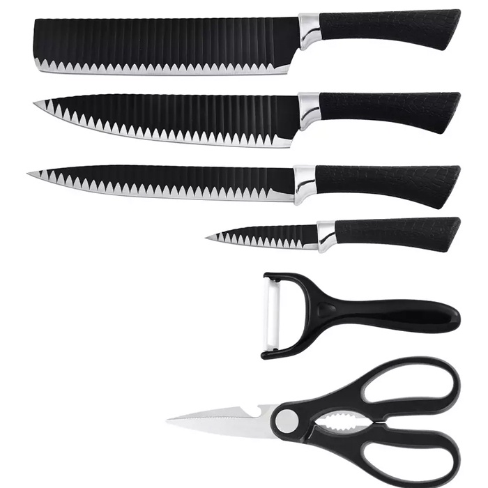 Pisau Stainless Pisau Dapur Baja Set Pisau Gunting Dapur Peeler Kitchen Knife Set 6in1