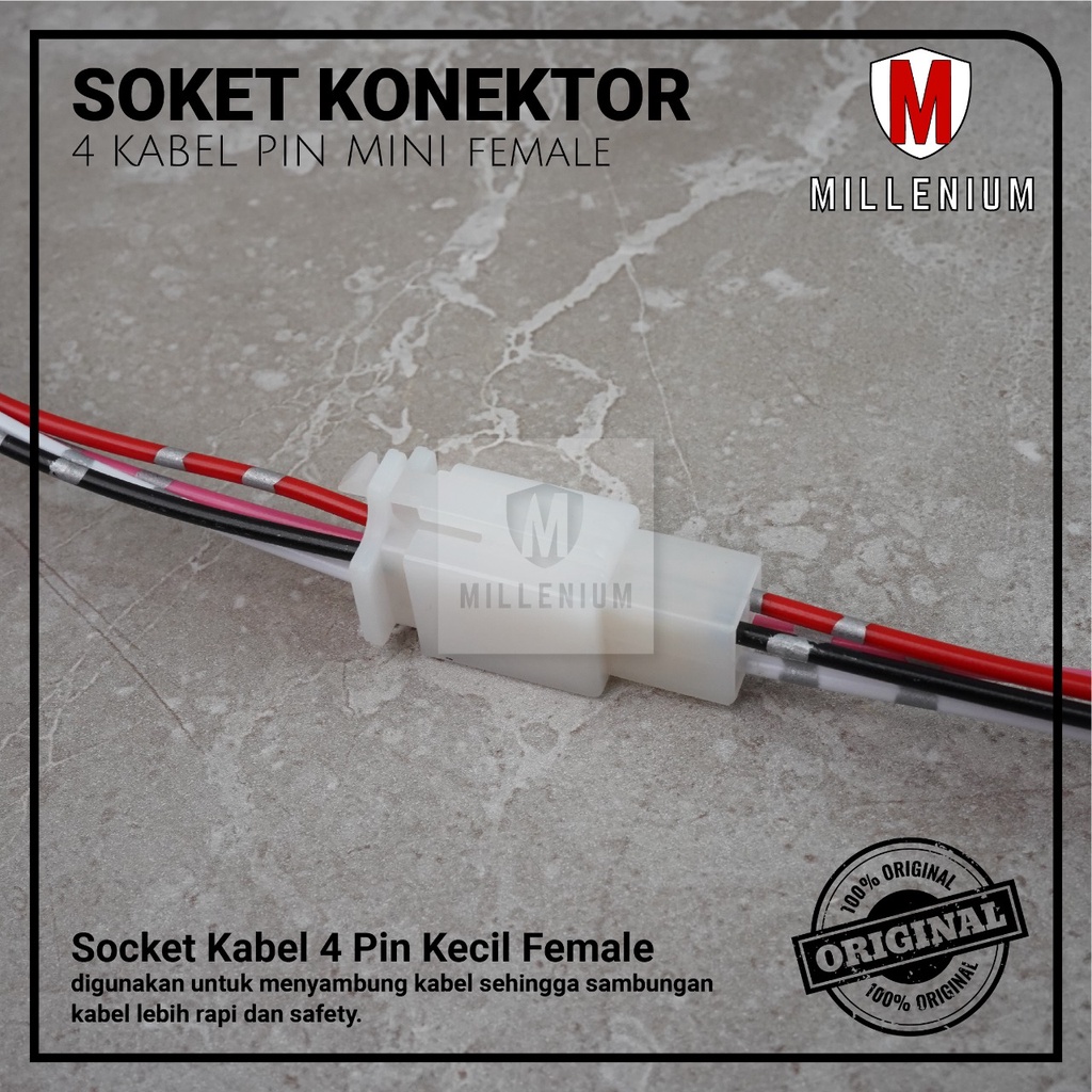 SOKET KONEKTOR / SOCKET SAMBUNG MOBIL MOTOR 4 PIN KECIL / MINI 1SET