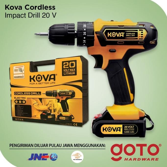 Kova Cordless Impact Drill 20 V Bor Baterai Tembok